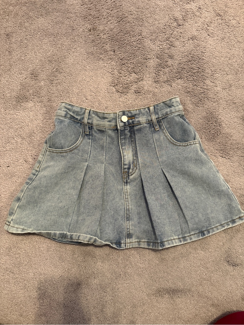 Charlotte Russe Light Blue Denim Pleated Skater Skirt